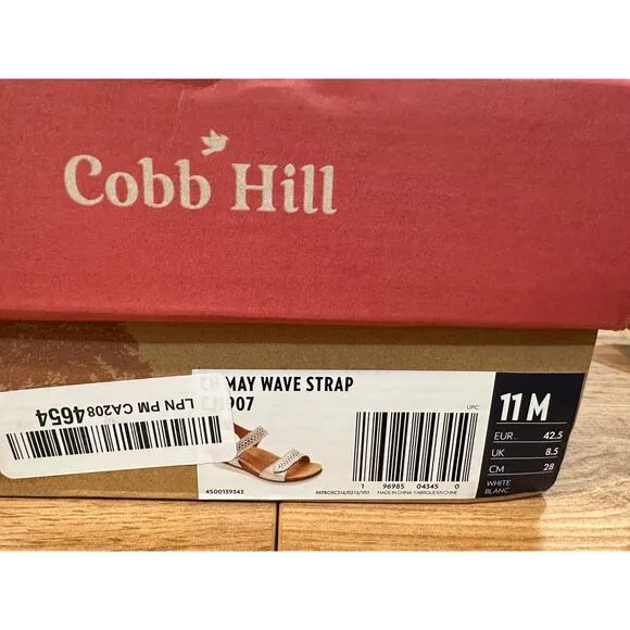 Cobb Hill May Wave Quarter Strap Sandal White Size 11 NIB Sporty Chic Cushioned
