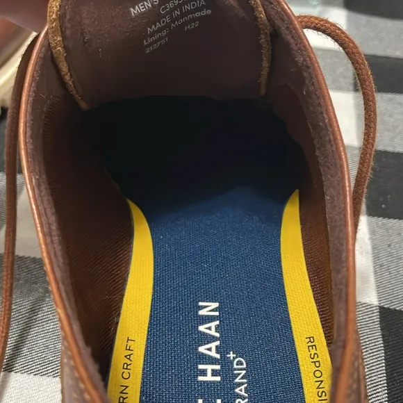 Cole Haan Grand  Wingtip Men's Brown Leather Oxford Shoes Size 9.5 Lace Up