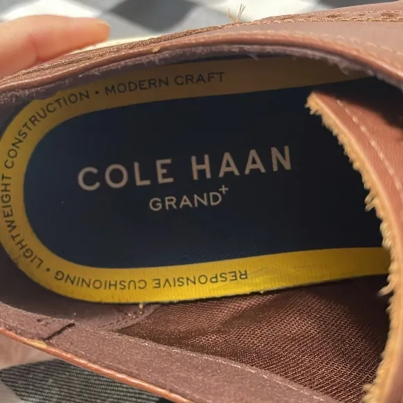 Cole Haan Grand  Wingtip Men's Brown Leather Oxford Shoes Size 9.5 Lace Up