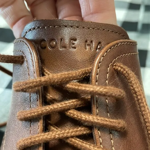 Cole Haan Grand  Wingtip Men's Brown Leather Oxford Shoes Size 9.5 Lace Up