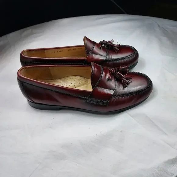 Cole Haan Mens Mahogany Brown Leather Slip-On Tassel Loafer 8.5