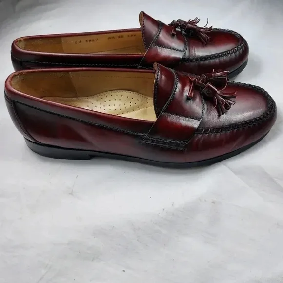 Cole Haan Mens Mahogany Brown Leather Slip-On Tassel Loafer 8.5