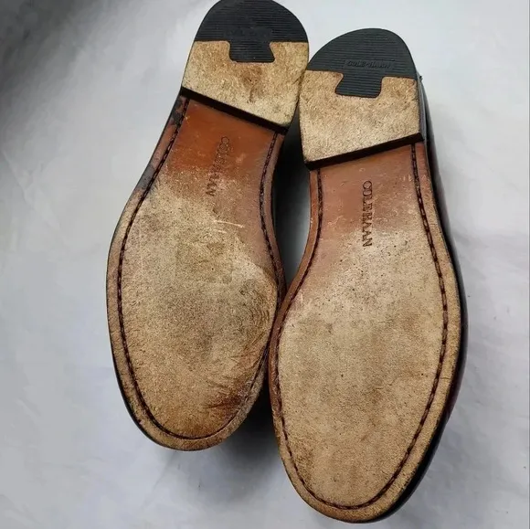 Cole Haan Mens Mahogany Brown Leather Slip-On Tassel Loafer 8.5