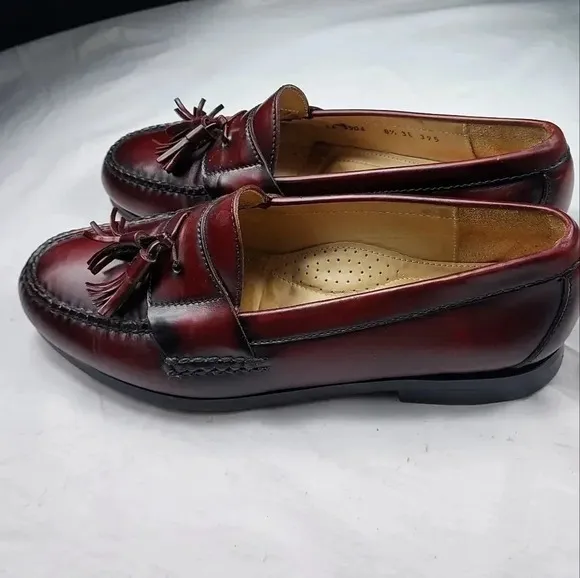 Cole Haan Mens Mahogany Brown Leather Slip-On Tassel Loafer 8.5