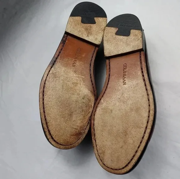 Cole Haan Mens Mahogany Brown Leather Slip-On Tassel Loafer 8.5