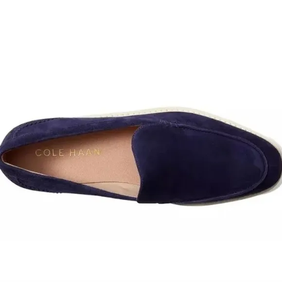 Cole Haan OriginalGrand Platform Venetian Loafer Blue Suede Shoes Size 8.5