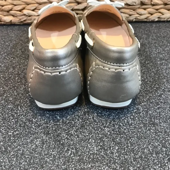 Cole Haan White &amp; Gold Tali Boat Shoes Brand New