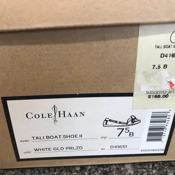 Cole Haan White &amp; Gold Tali Boat Shoes Brand New