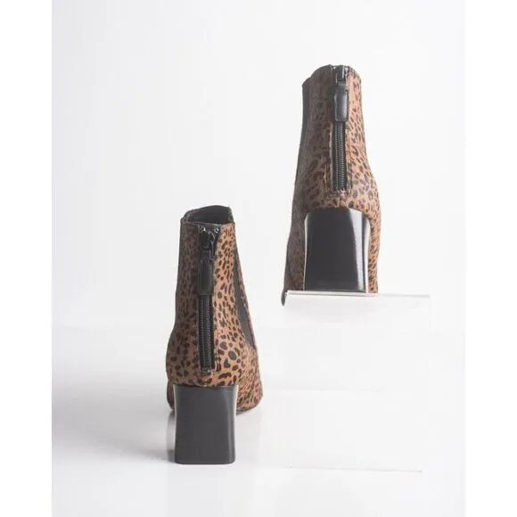 Cole Haan Womens Etta Leopard-Print Calf Hair Booties Ankle Boots US 7.5 Brown