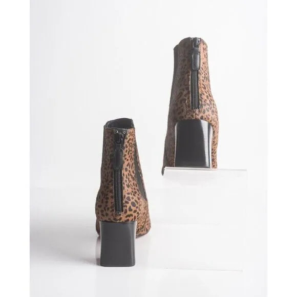Cole Haan Womens Etta Leopard-Print Calf Hair Booties Ankle Boots US 7.5 Brown