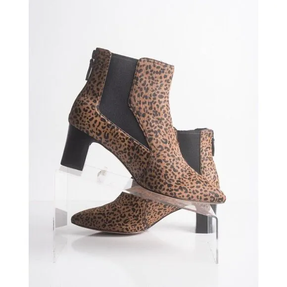 Cole Haan Womens Etta Leopard-Print Calf Hair Booties Ankle Boots US 7.5 Brown