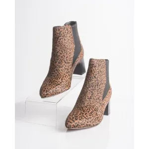 Cole Haan Womens Etta Leopard-Print Calf Hair Booties Ankle Boots US 7.5 Brown