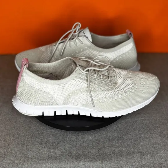 Cole Haan ZERØGRAND Stitch Grey Pink Sneaker Knit SIZE 10.5 B