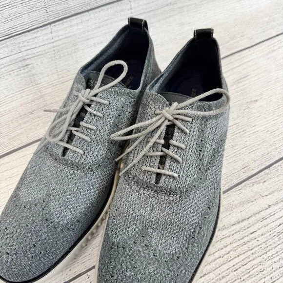 Cole Hann Men's 2.ZeroGrand Gray Stitchlite Wingtip Oxford Shoes Size 13