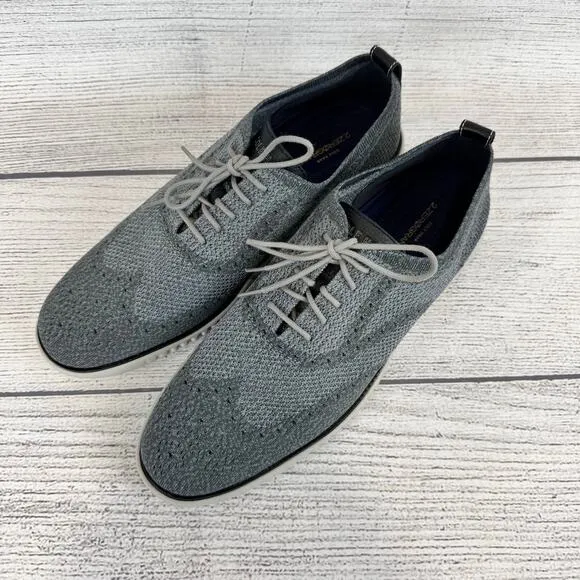 Cole Hann Men's 2.ZeroGrand Gray Stitchlite Wingtip Oxford Shoes Size 13