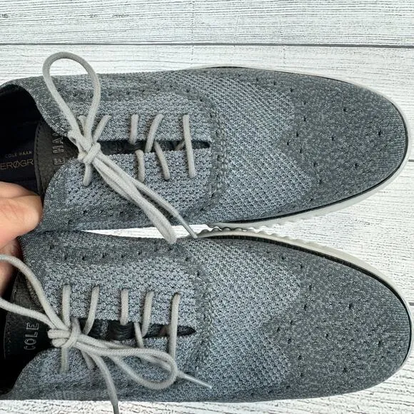 Cole Hann Men's 2.ZeroGrand Gray Stitchlite Wingtip Oxford Shoes Size 13