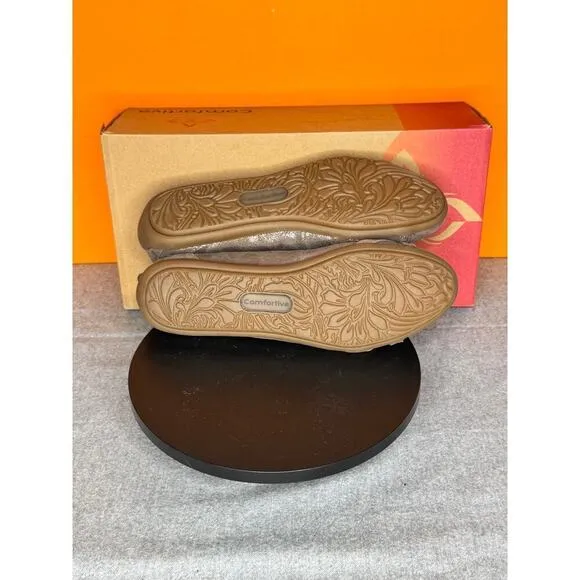 Comfortiva Maloree Smoke Tan Brown Knot Leather Ballet Flat Size 6.5 EU 37