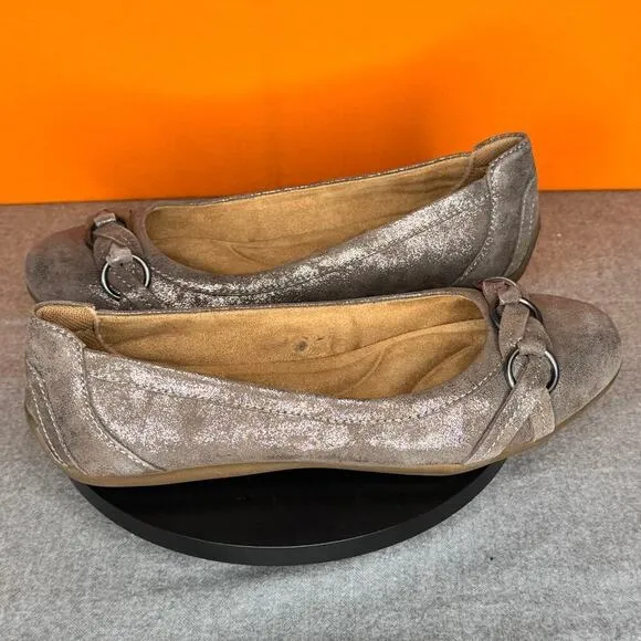 Comfortiva Maloree Smoke Tan Brown Knot Leather Ballet Flat Size 6.5 EU 37