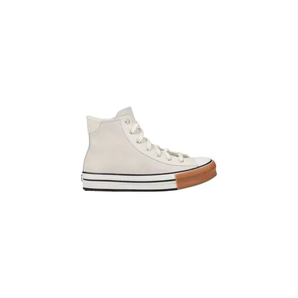 Converse Leather Lace-Up Sneakers with Rubber Sole Women Beige