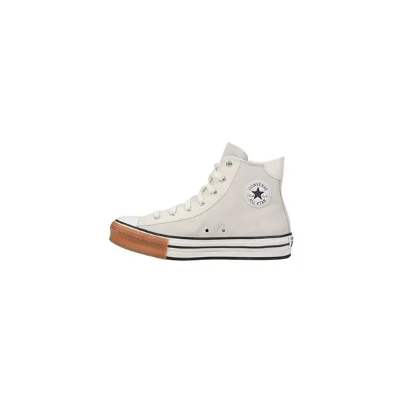 Converse Leather Lace-Up Sneakers with Rubber Sole Women Beige