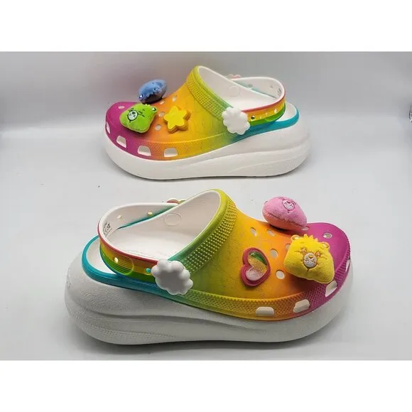Crocs Care Bears Crush Clog Light-Up Rainbow Womens Shoes Size 7