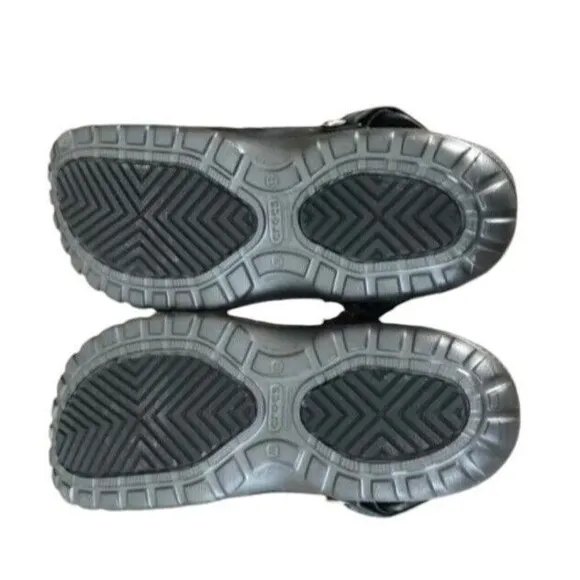 Crocs Yukon Slip On Clog Men's 12 Black Gray Leather Slingback Round Toe Shoes