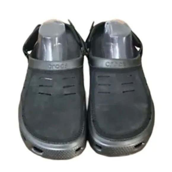 Crocs Yukon Slip On Clog Men's 12 Black Gray Leather Slingback Round Toe Shoes