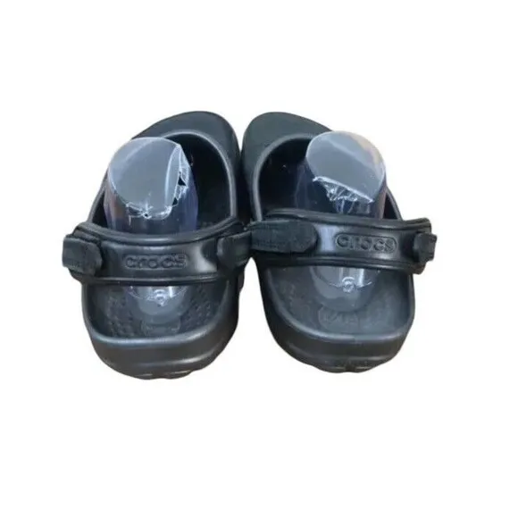Crocs Yukon Slip On Clog Men's 12 Black Gray Leather Slingback Round Toe Shoes
