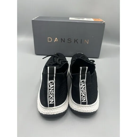 Danskin Size 8.5 M FREE Black Knit Lace Up Sneakers New Women's Shoes