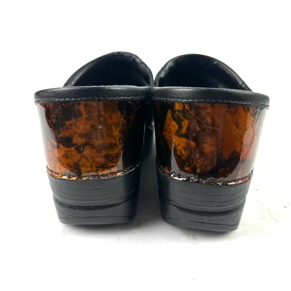 Dansko Clog 36 Tortoise Marble Patent Leather Slip On Professional Shoes