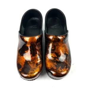 Dansko Clog 36 Tortoise Marble Patent Leather Slip On Professional Shoes