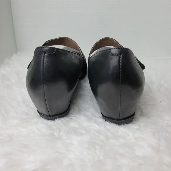 Dansko Larie  Womens Size 10.5  Slip On Shoes  Black Leather  Mary Jane Wedge
