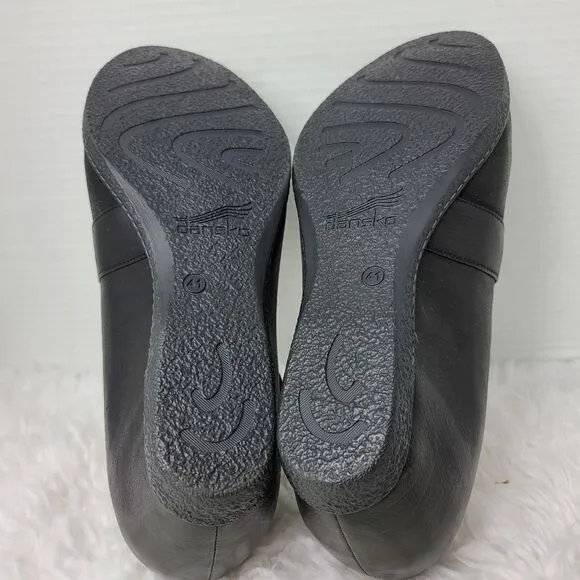 Dansko Larie  Womens Size 10.5  Slip On Shoes  Black Leather  Mary Jane Wedge