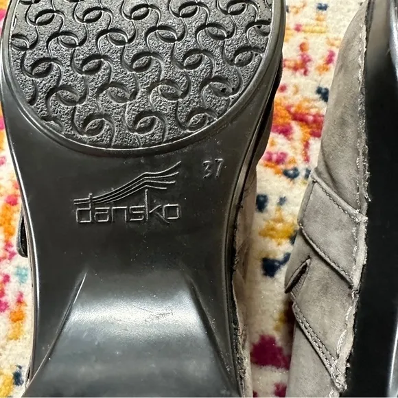 Dansko Nubuck Leather Tamara Stain Resistant Clog Shoes Gray 37 US 6.5-7