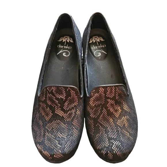 Dansko sz 41 black metallic copper clog shoes sz 11 SH10