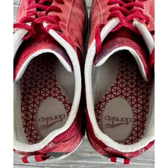 Dansko Women's Sabrina Red Suede Walking Shoes Size 41 US 10.5-11.