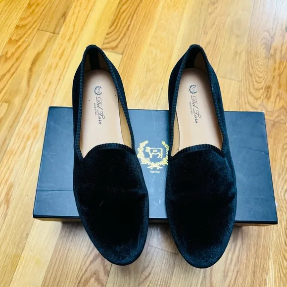 Del Toro Black Velvet Loafers Slip-On Shoes