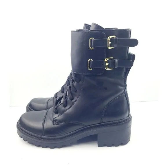 DKNY Womens Bart Lugged Sole Combat Boots - Size 8.5