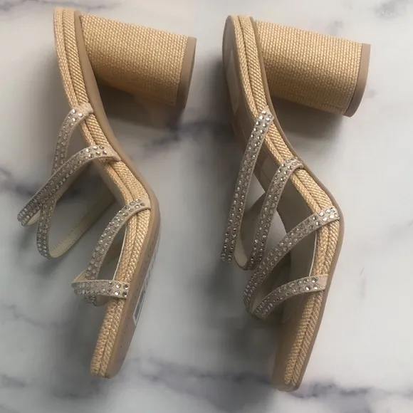 Dolce Vita PATSI Rhinestone Sandals Block Heel, Sz 5/6, New For Spring 2023