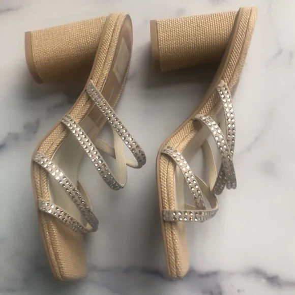 Dolce Vita PATSI Rhinestone Sandals Block Heel, Sz 5/6, New For Spring 2023