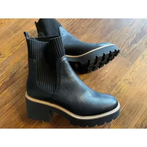 Dolce Vita Women's Trooper Chelsea Black Boots Block Heel Mid Calf  Shoes US 9
