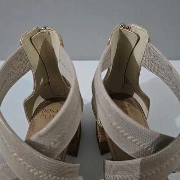 Donald J Pliner Anitra Sandal Pump Heel Stretch Gold Size 10 NWOT