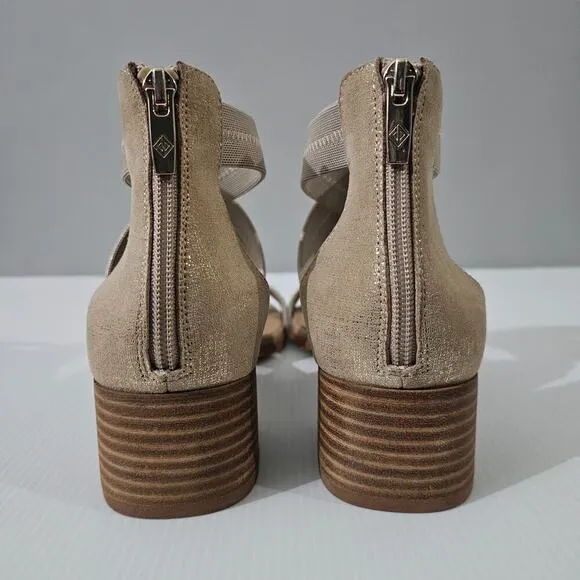 Donald J Pliner Anitra Sandal Pump Heel Stretch Gold Size 10 NWOT