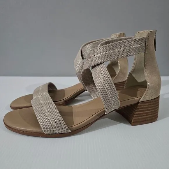 Donald J Pliner Anitra Sandal Pump Heel Stretch Gold Size 10 NWOT