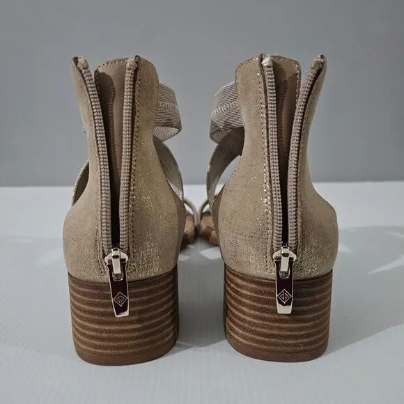 Donald J Pliner Anitra Sandal Pump Heel Stretch Gold Size 10 NWOT