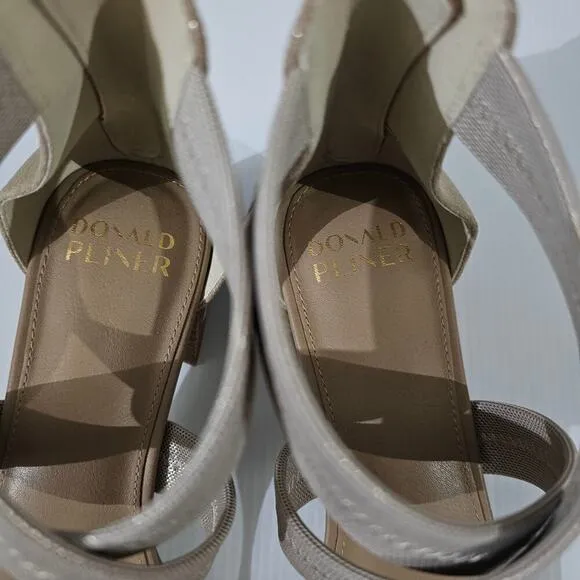 Donald J Pliner Anitra Sandal Pump Heel Stretch Gold Size 10 NWOT
