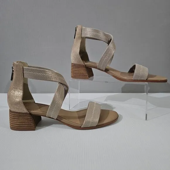 Donald J Pliner Anitra Sandal Pump Heel Stretch Gold Size 10 NWOT