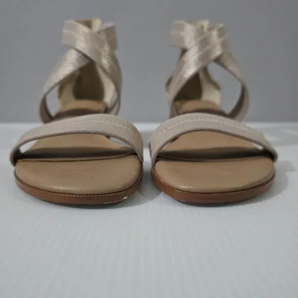 Donald J Pliner Anitra Sandal Pump Heel Stretch Gold Size 10 NWOT