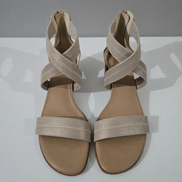 Donald J Pliner Anitra Sandal Pump Heel Stretch Gold Size 10 NWOT