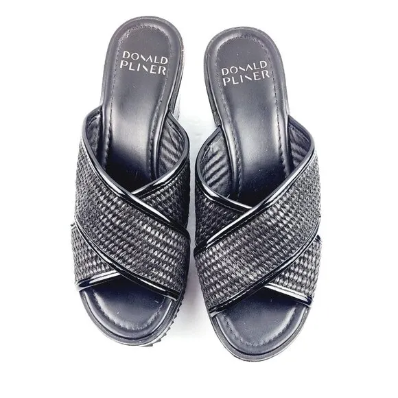 DONALD J.‎ PLINER Womens Criss Cross Front Peep Toe Wedge Sandals